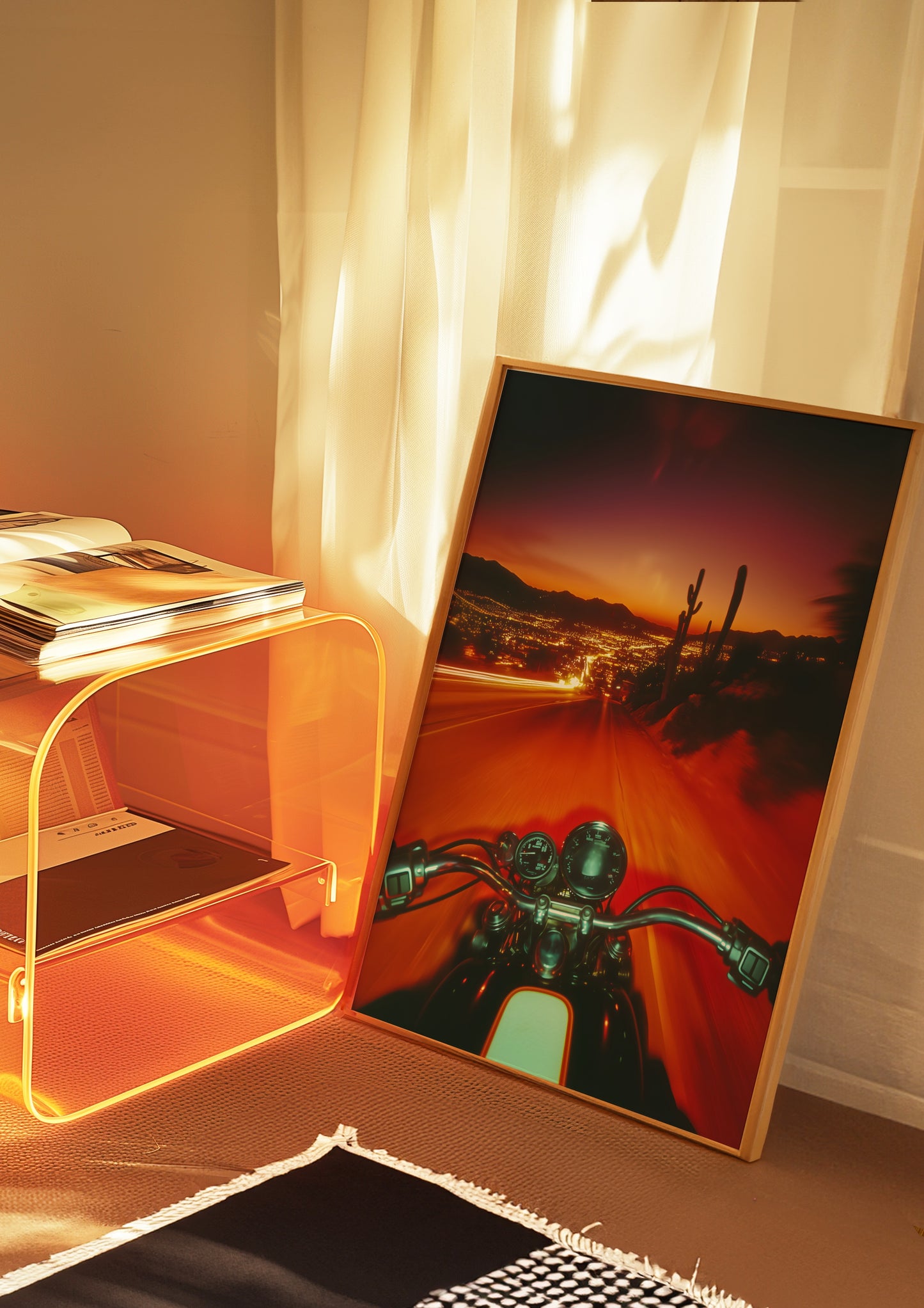 Motorcycle Sunset Ride Poster