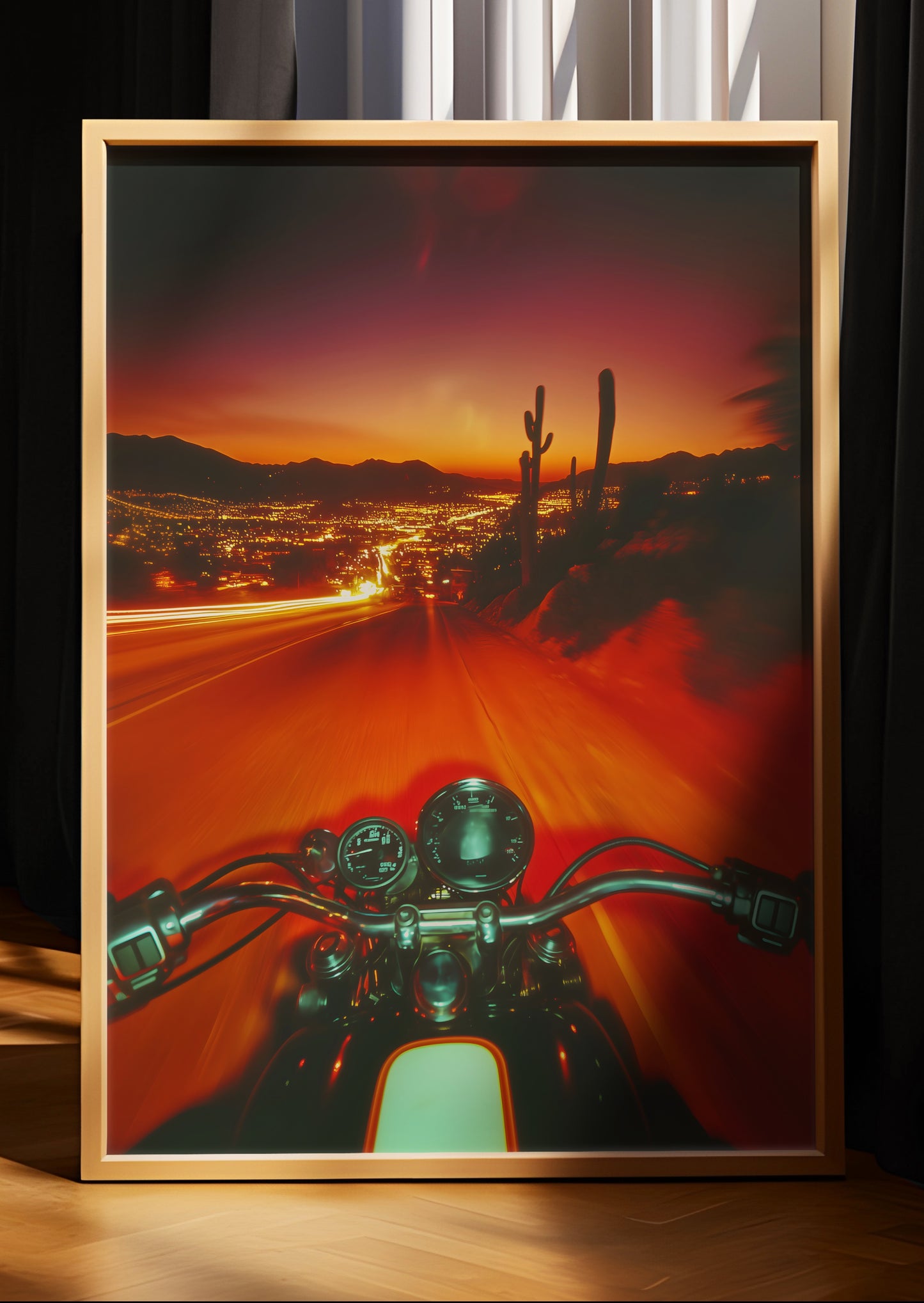 Motorcycle Sunset Ride Poster