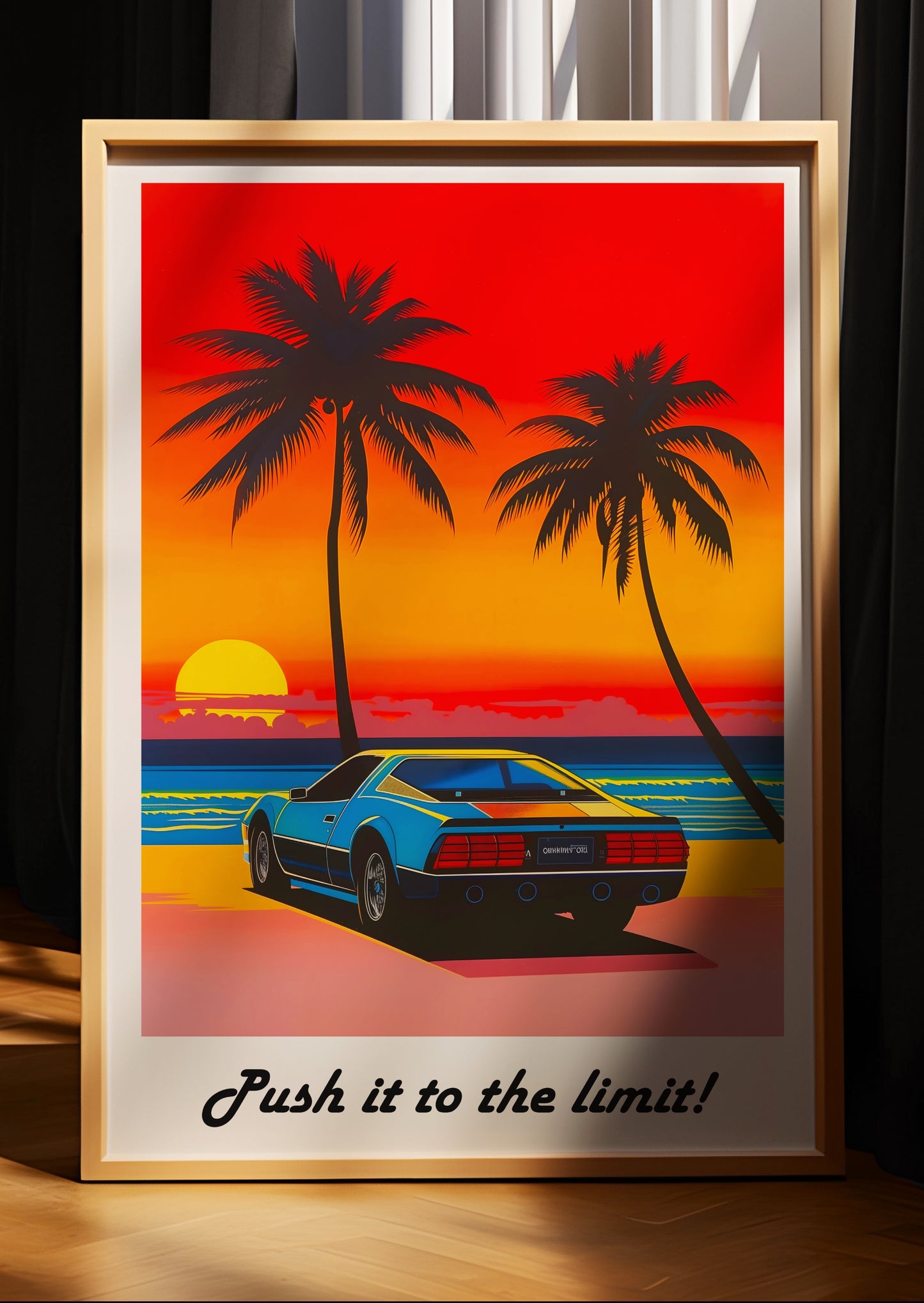 Retro Miami Sunset Car Poster