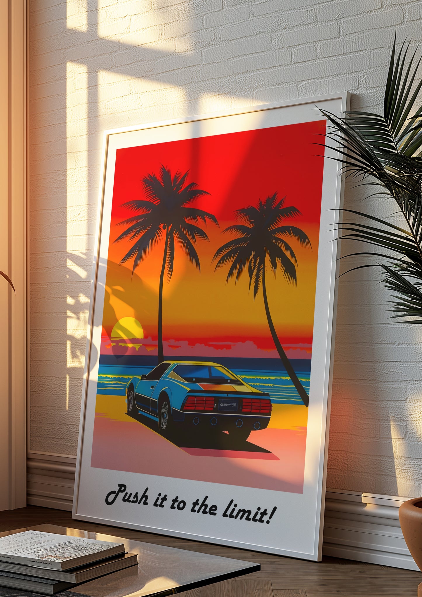 Retro Miami Sunset Car Poster