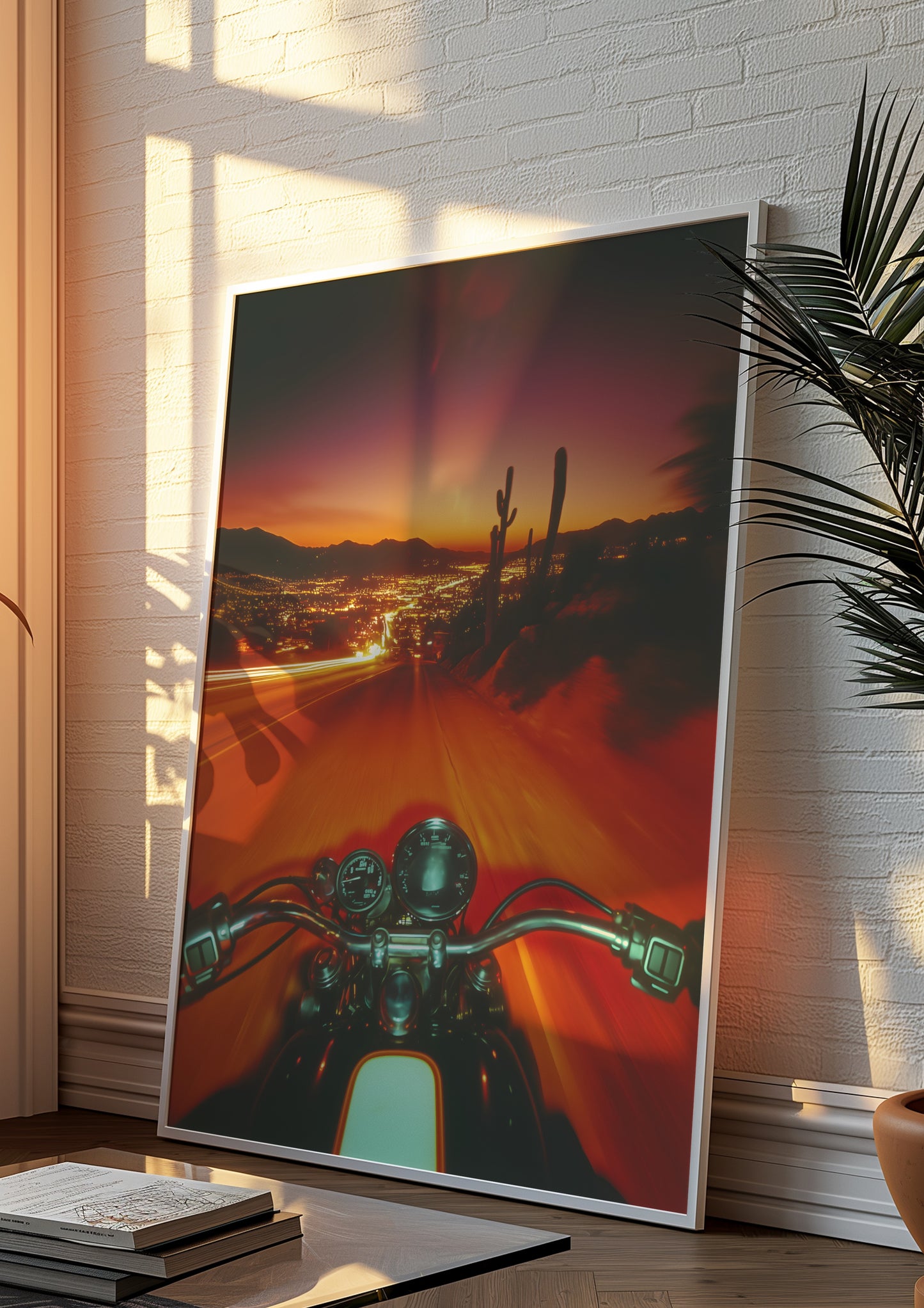 Motorcycle Sunset Ride Poster