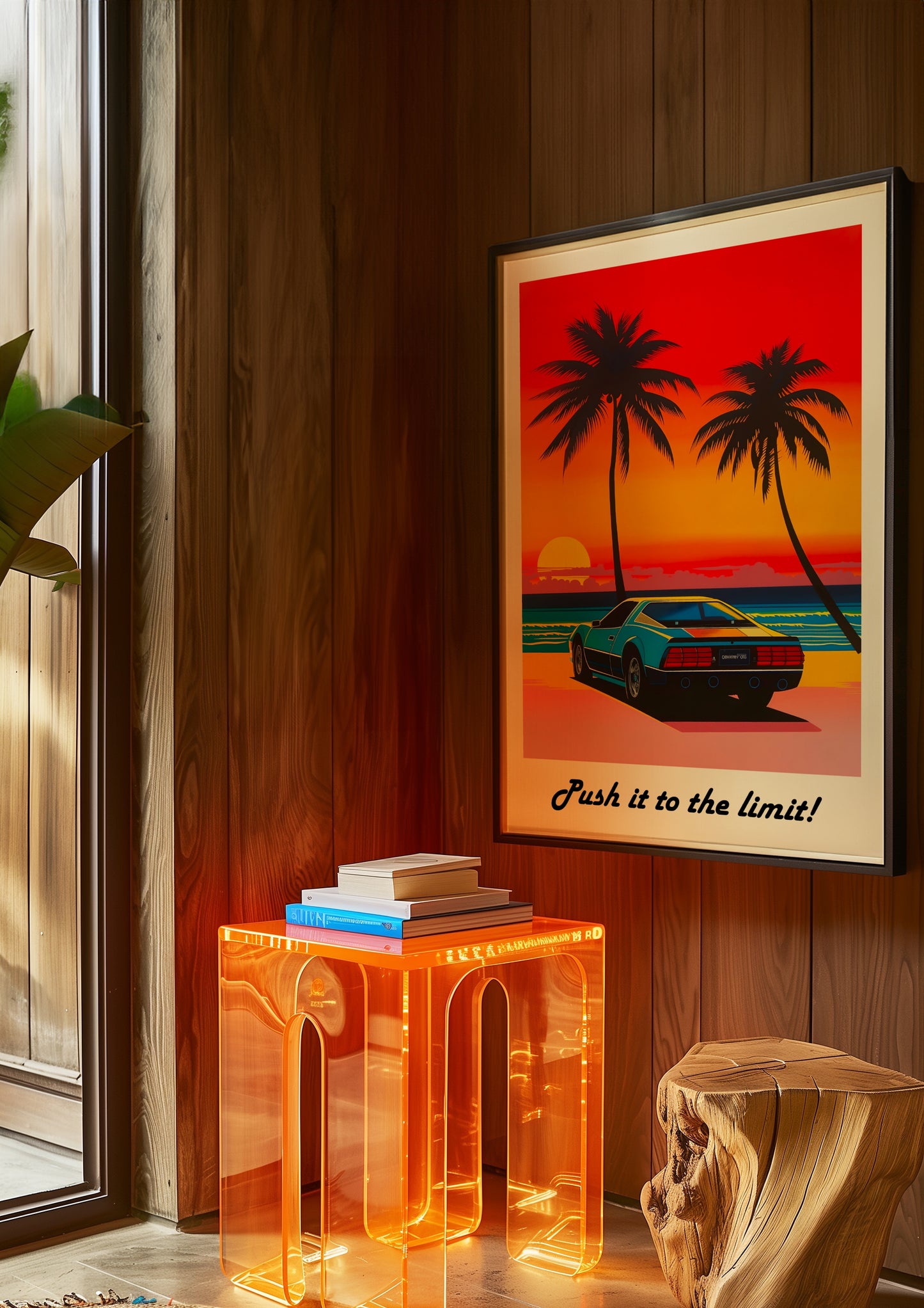 Retro Miami Sunset Car Poster