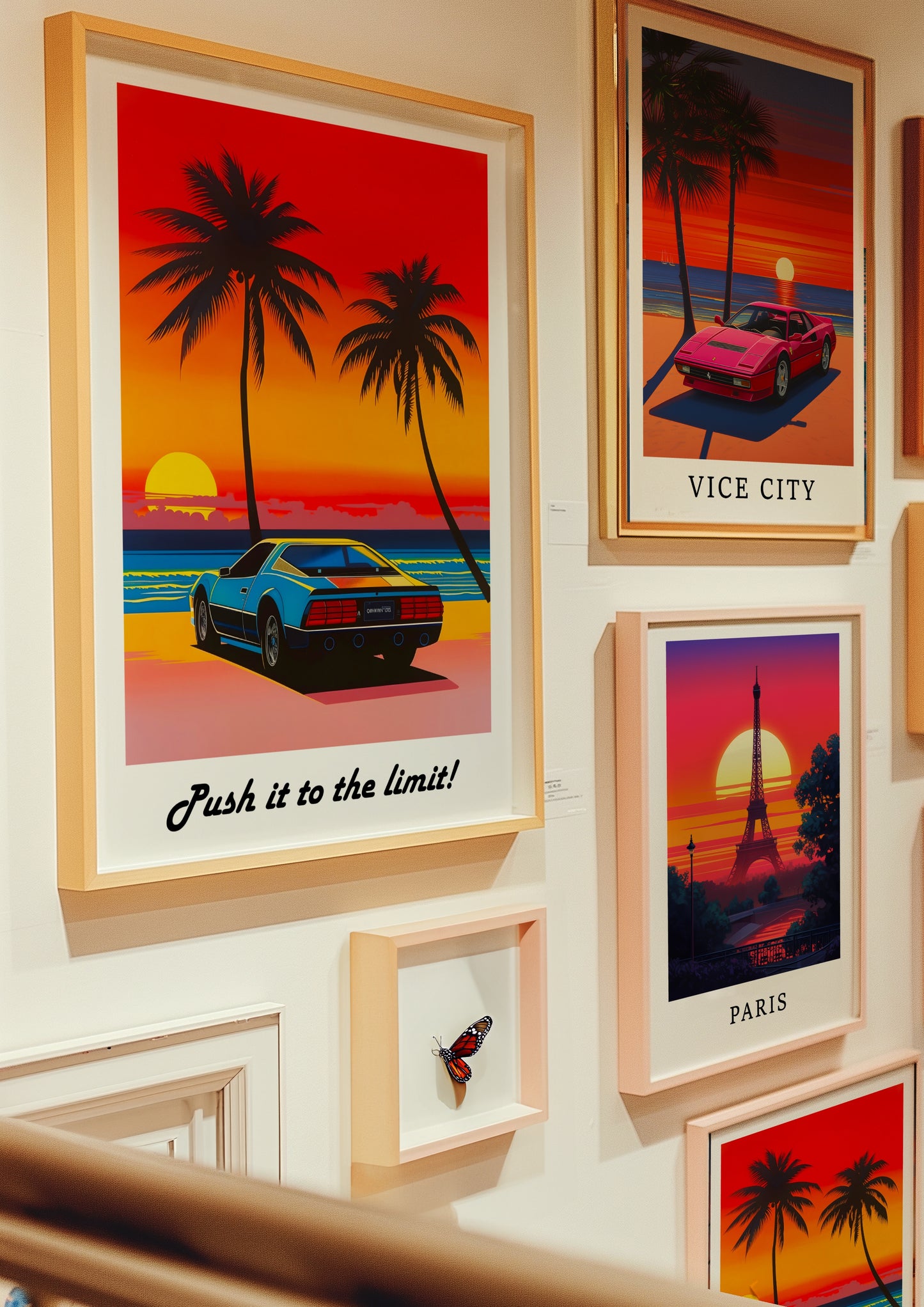 Retro Miami Sunset Car Poster