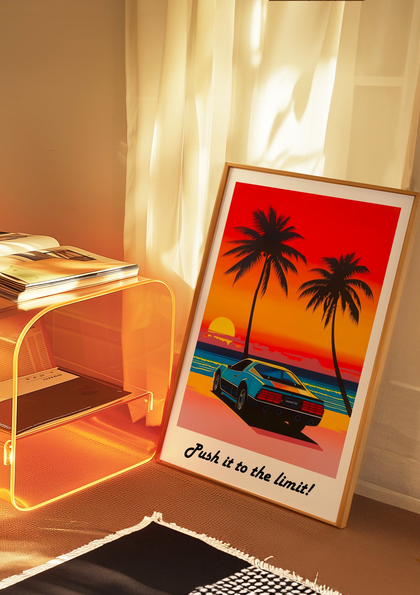 Retro Miami Sunset Car Poster