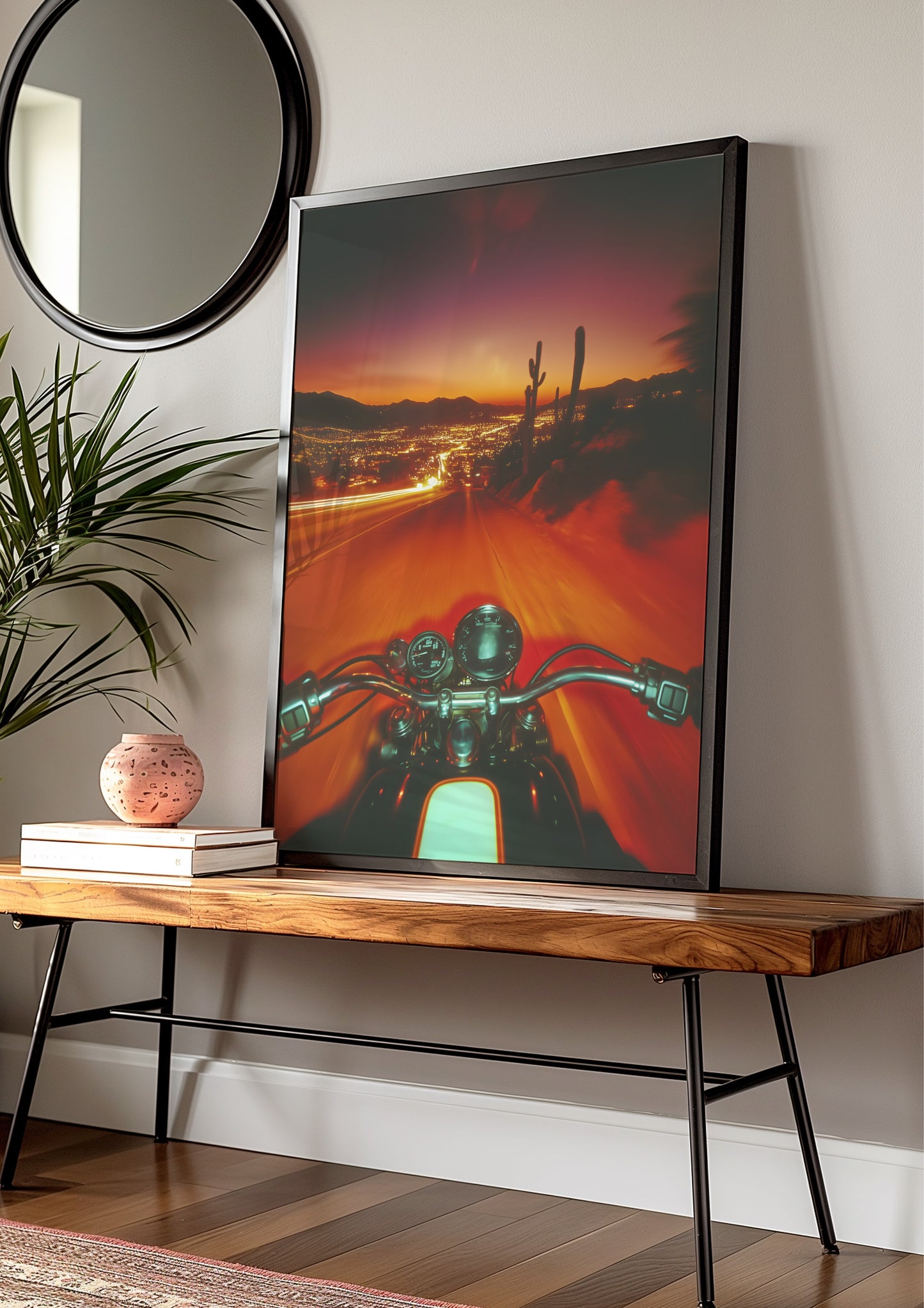 Motorcycle Sunset Ride Poster