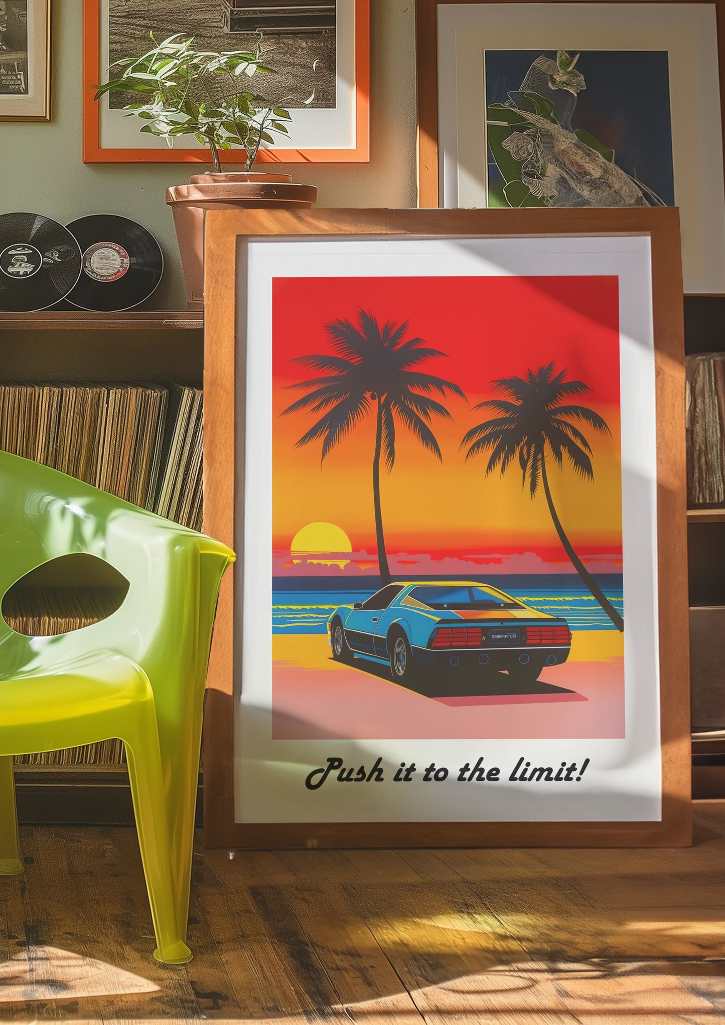 Retro Miami Sunset Car Poster